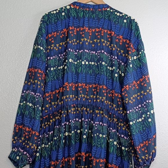 NWT Eloquii Floral Long-sleeved D-Ring Adjustable Keyhole Choker Midi Dress - Picture 6 of 16